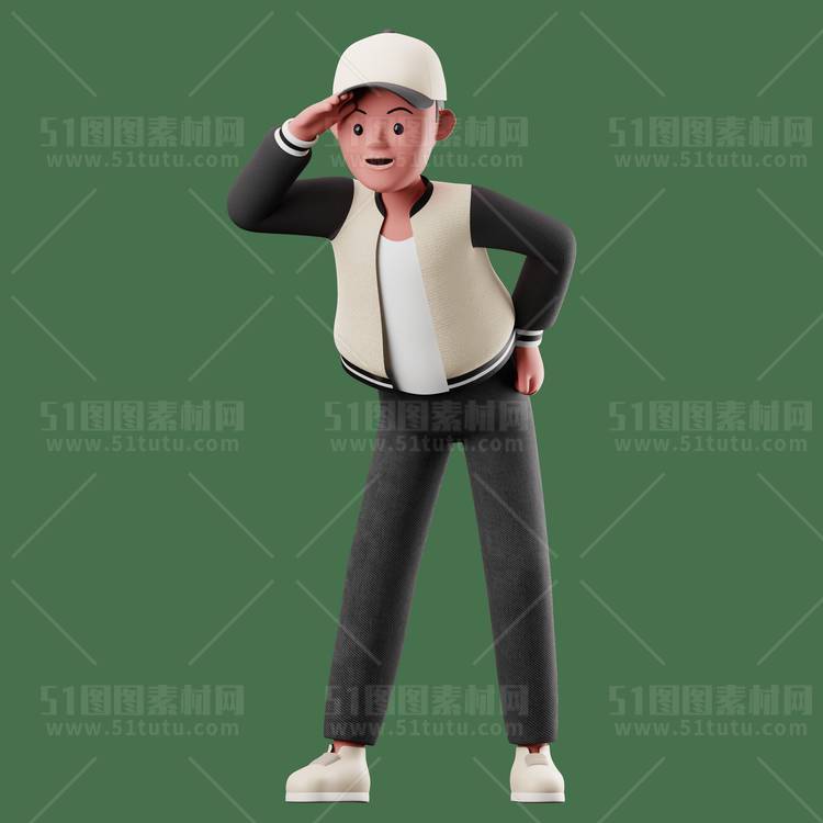 C4D人物素材卡通3D人物PNG活动促销素材透明图角色人物23103100222