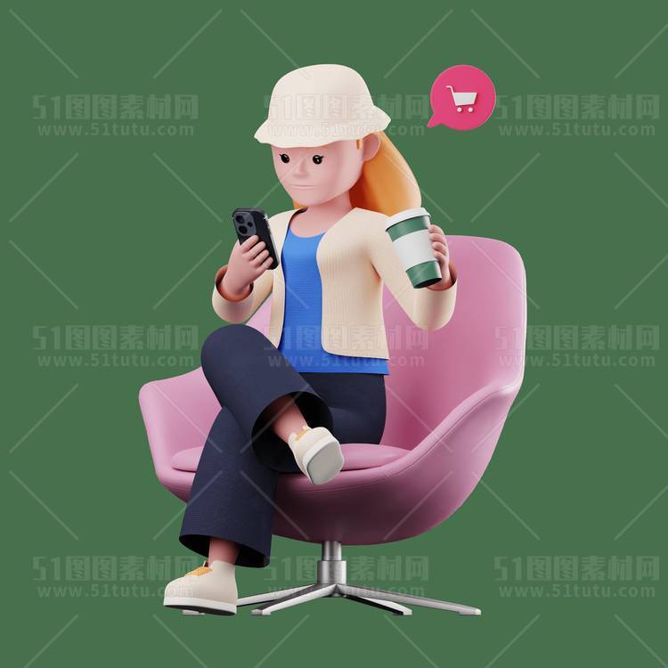 C4D人物素材卡通3D人物PNG活动促销素材透明图角色人物23103100232