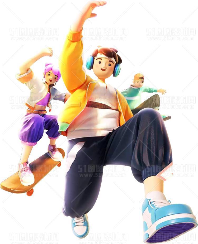 C4D人物素材卡通3D人物PNG活动促销素材透明图角色人物23103100237