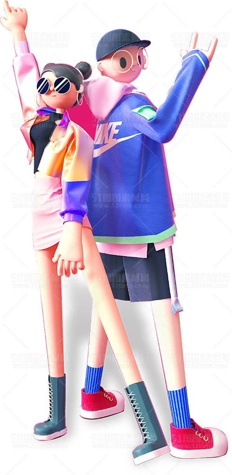 C4D人物素材卡通3D人物PNG活动促销素材透明图角色人物23103100238