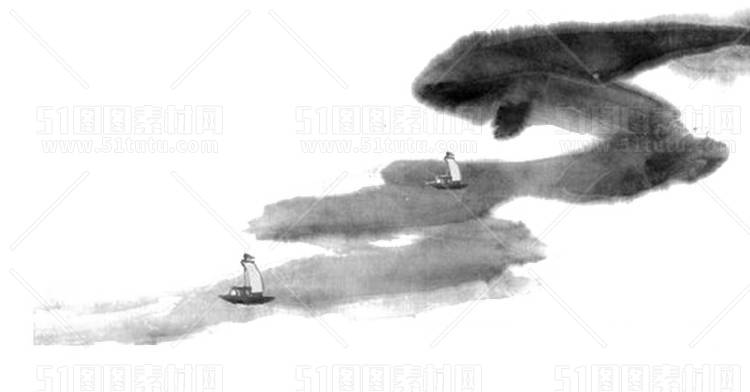 中国风景上水图笔墨画PNG免扣图背景透明图23110600009