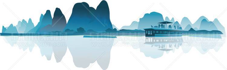 中国风景上水图笔墨画PNG免扣图背景透明图23110600024