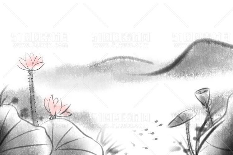 中国风景上水图笔墨画PNG免扣图背景透明图23110600025