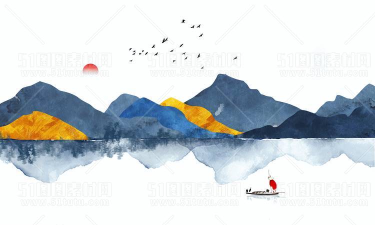 中国风景上水图笔墨画PNG免扣图背景透明图23110600027