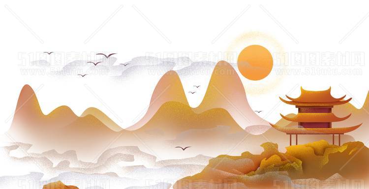 中国风景上水图笔墨画PNG免扣图背景透明图23110600028