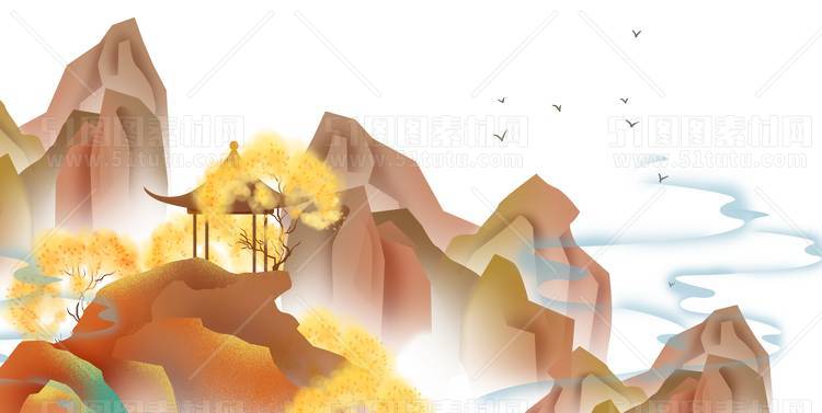 中国风景上水图笔墨画PNG免扣图背景透明图23110600030