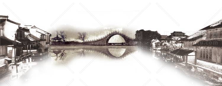 中国风景上水图笔墨画PNG免扣图背景透明图23110600034