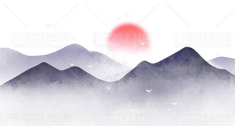 中国风景上水图笔墨画PNG免扣图背景透明图23110600038