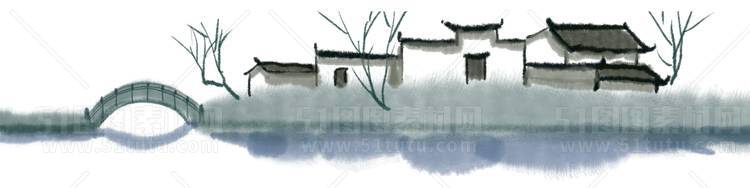 中国风景上水图笔墨画PNG免扣图背景透明图23110600043