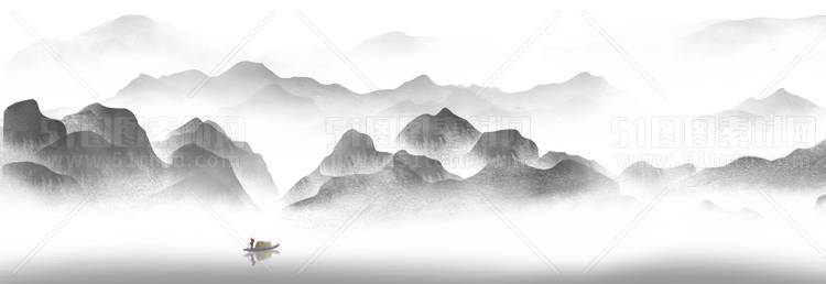 中国风景上水图笔墨画PNG免扣图背景透明图23110600047