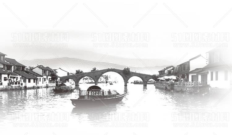 中国风景上水图笔墨画PNG免扣图背景透明图23110600048