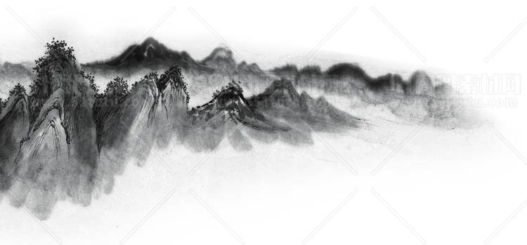 中国风景上水图笔墨画PNG免扣图背景透明图23110600050