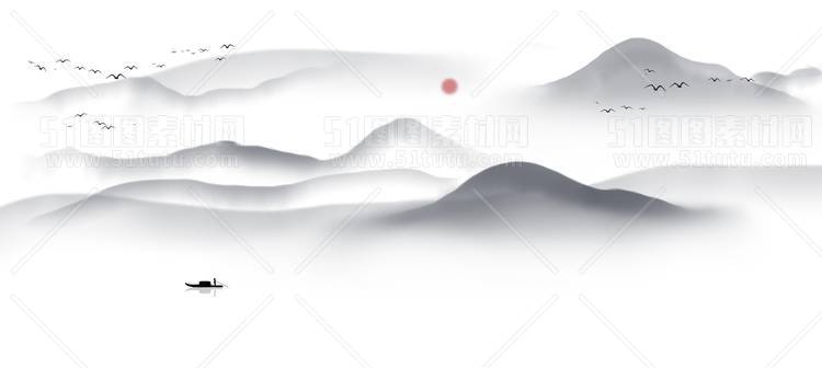 中国风景上水图笔墨画PNG免扣图背景透明图23110600053