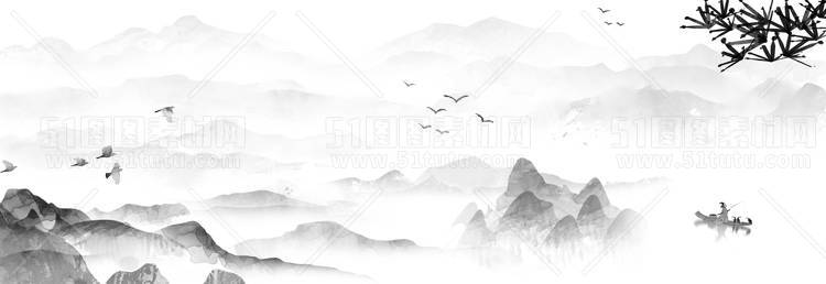 中国风景上水图笔墨画PNG免扣图背景透明图23110600054