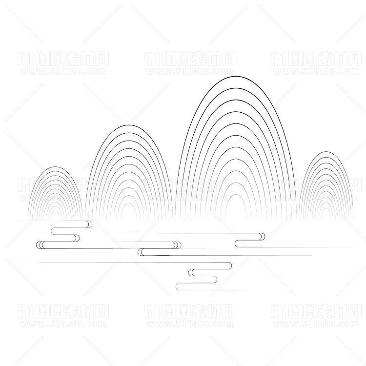 中国风景上水图笔墨画PNG免扣图背景透明图23110600056
