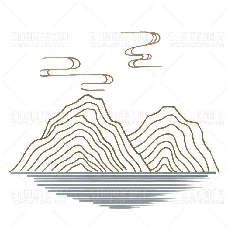 中国风景上水图笔墨画PNG免扣图背景透明图23110600057