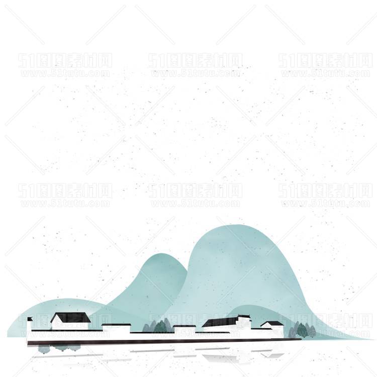 中国风景上水图笔墨画PNG免扣图背景透明图23110600061