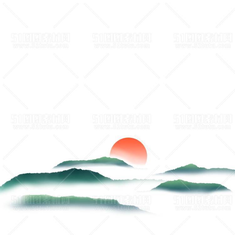 中国风景上水图笔墨画PNG免扣图背景透明图23110600066