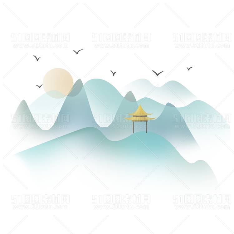 中国风景上水图笔墨画PNG免扣图背景透明图23110600076