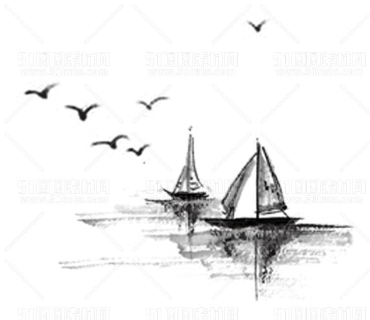 中国风景上水图笔墨画PNG免扣图背景透明图23110600091