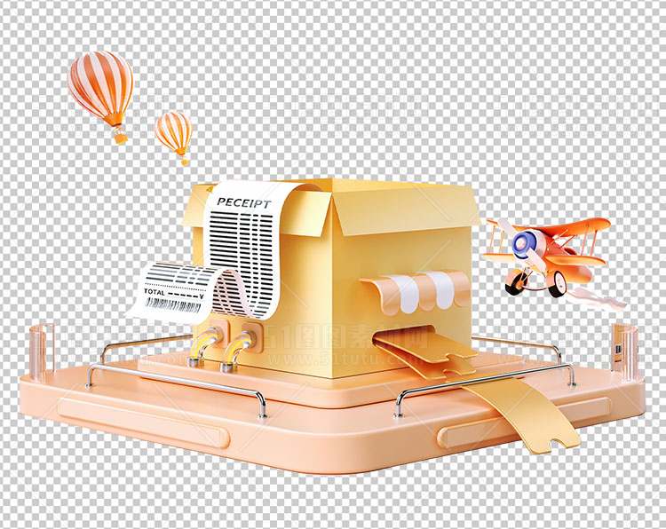 3D元素免抠图透明PNG格式C4D电商购物车23110800001