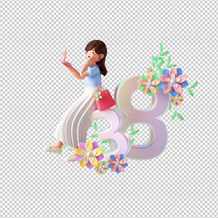 3D元素免抠图透明PNG格式C4D电商购物车23110800022