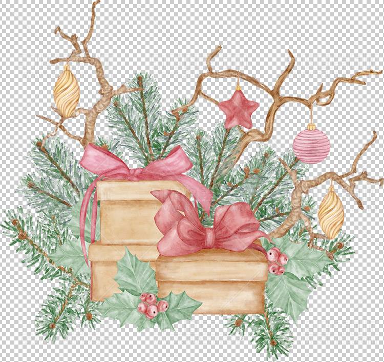 圣诞节素材PNG透明背景免抠图圣诞树老人雪花02031