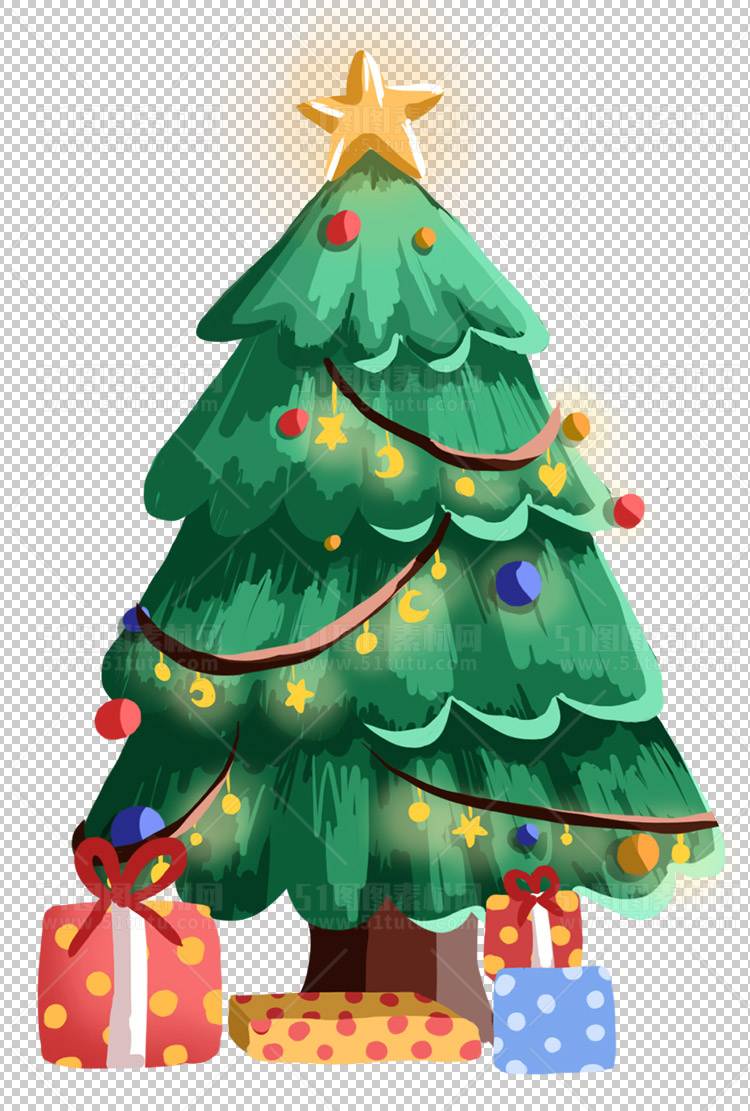 圣诞节素材PNG透明背景免抠图圣诞树老人雪花02057