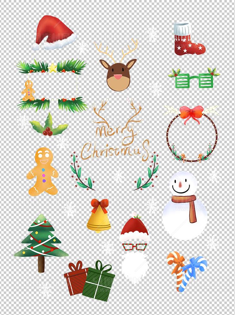 圣诞节素材PNG透明背景免抠图圣诞树老人雪花02061