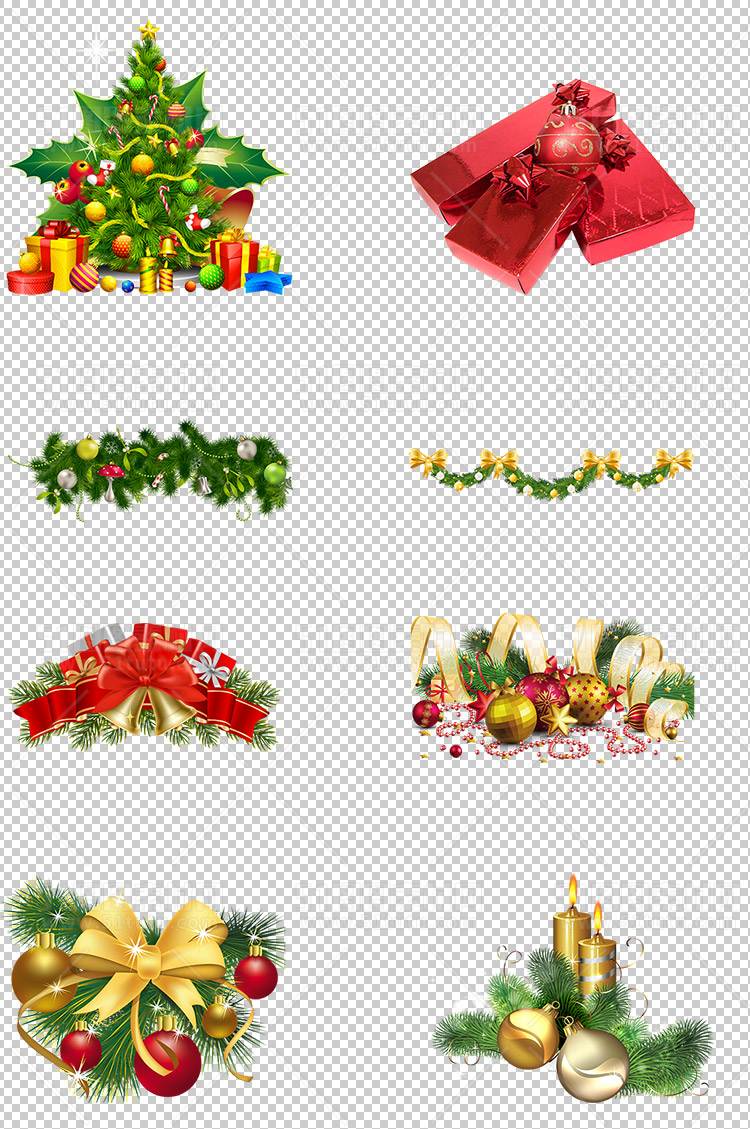 圣诞节素材PNG透明背景免抠图圣诞树老人雪花02070