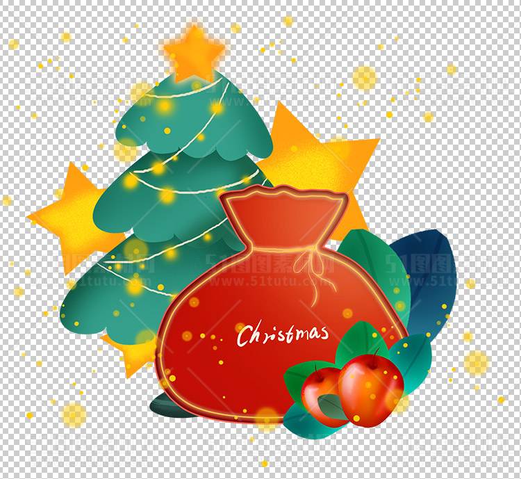 圣诞节素材PNG透明背景免抠图圣诞树老人雪花02077