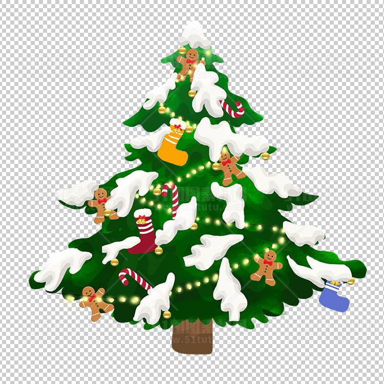 圣诞节素材PNG透明背景免抠图圣诞树老人雪花02114