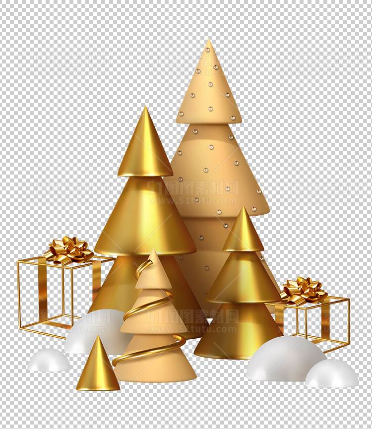 圣诞节素材PNG透明背景免抠图圣诞树老人雪花02138