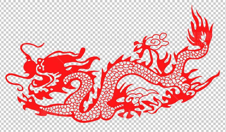 中国风古典龙凤剪纸PNG免抠图透明背景00282