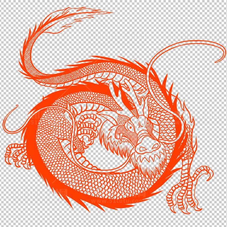 中国风古典龙凤剪纸PNG免抠图透明背景00304