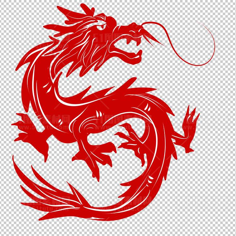中国风古典龙凤剪纸PNG免抠图透明背景00310