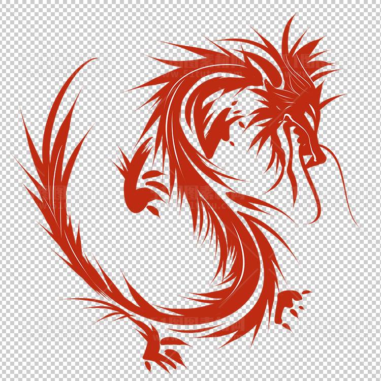 中国风古典龙凤剪纸PNG免抠图透明背景00319