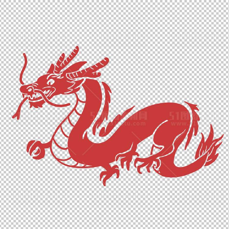 中国风古典龙凤剪纸PNG免抠图透明背景00321