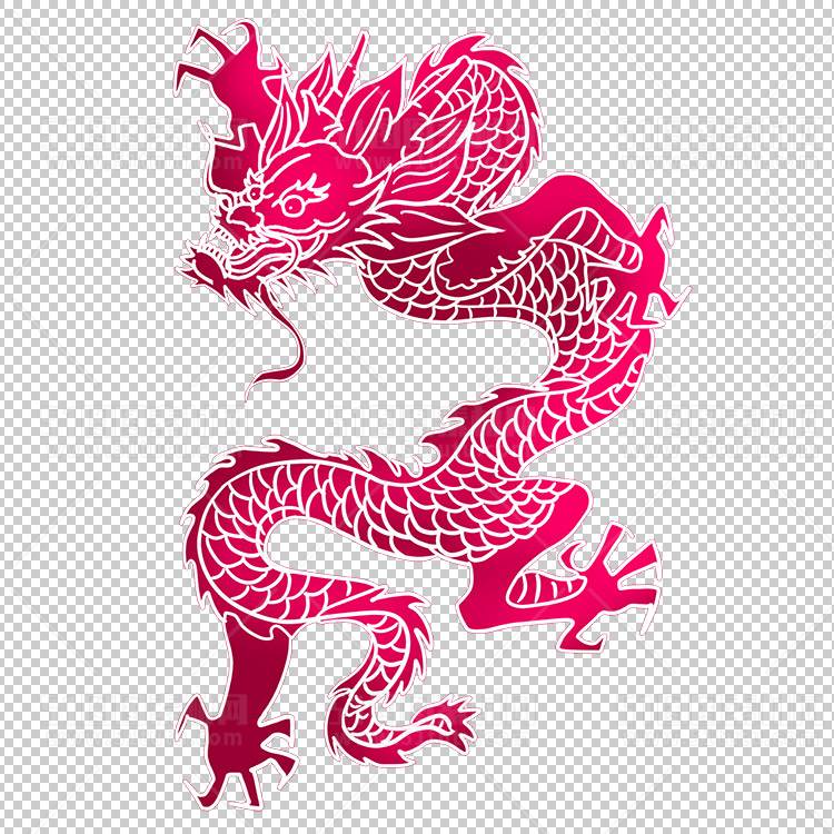 中国风古典龙凤剪纸PNG免抠图透明背景00323