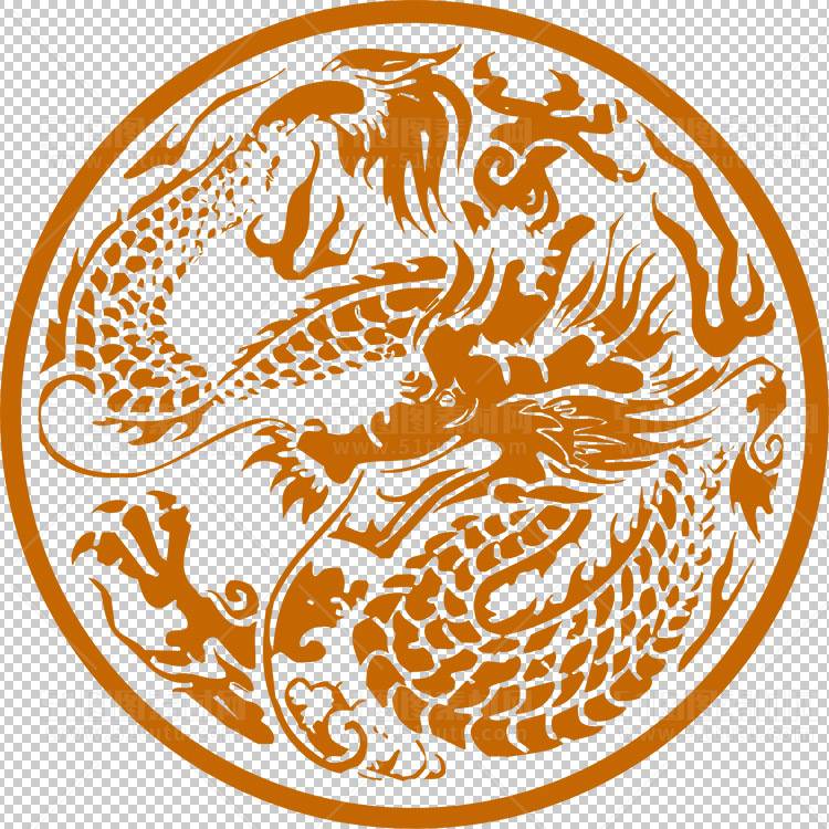 中国风古典龙凤剪纸PNG免抠图透明背景00352