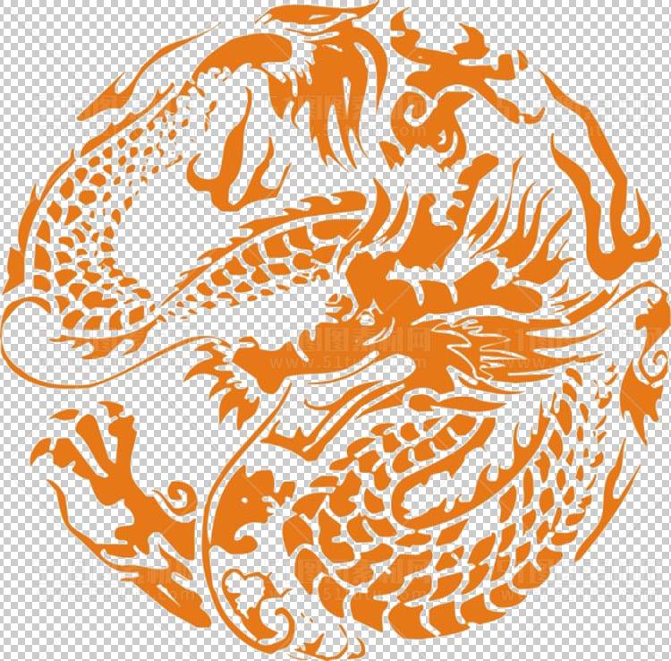 中国风古典龙凤剪纸PNG免抠图透明背景00358