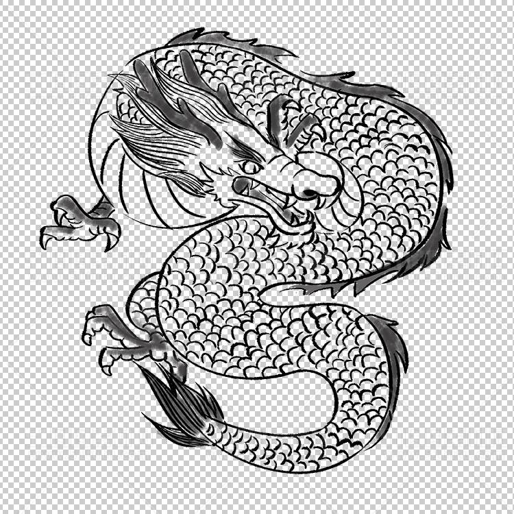 中国风古典龙凤剪纸PNG免抠图透明背景00360