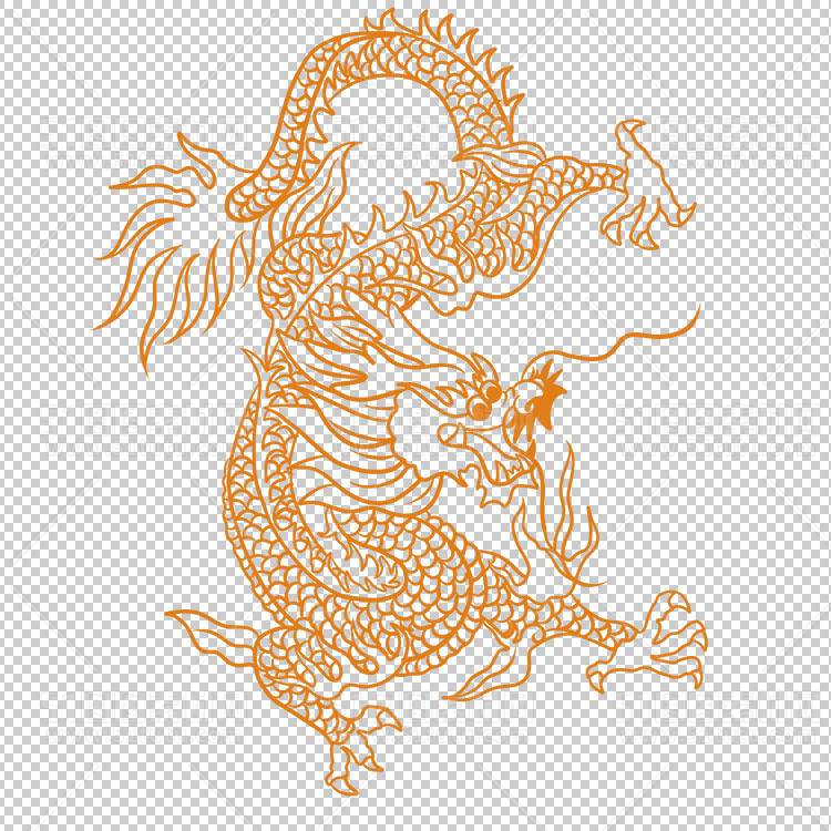 中国风古典龙凤剪纸PNG免抠图透明背景00368