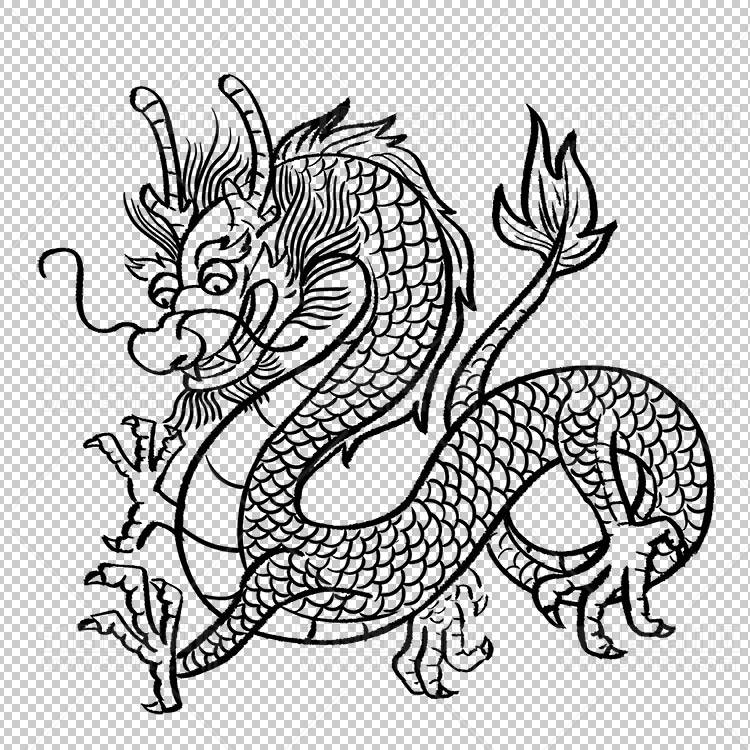 中国风古典龙凤剪纸PNG免抠图透明背景00373