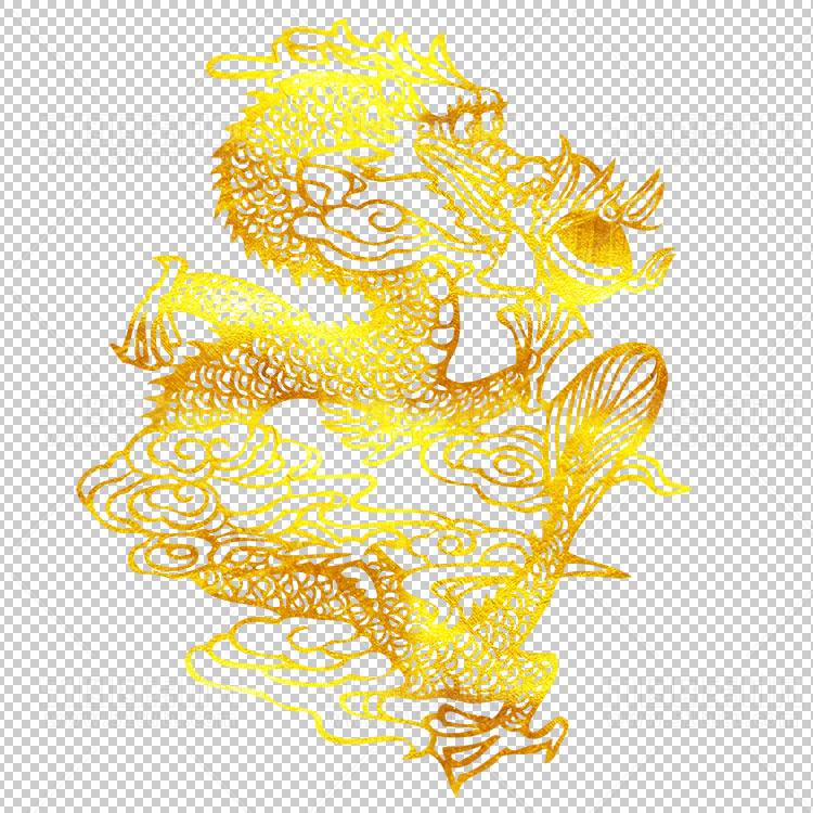 中国风古典龙凤剪纸PNG免抠图透明背景00377