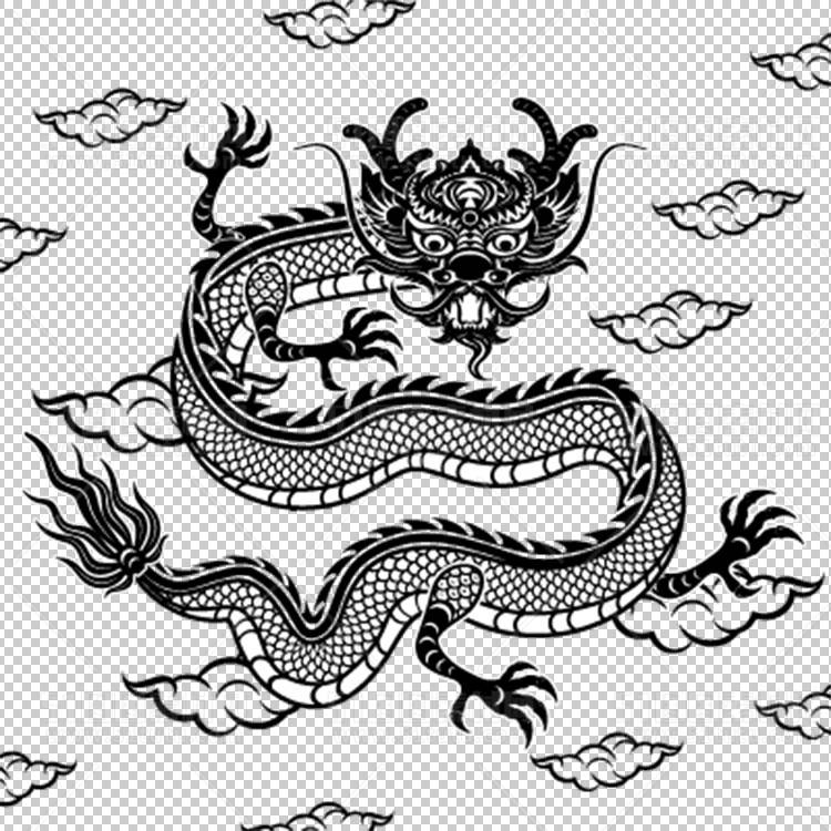 中国风古典龙凤剪纸PNG免抠图透明背景00386