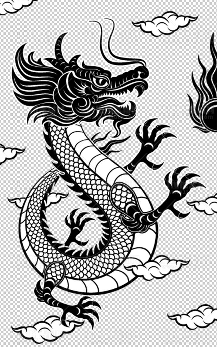 中国风古典龙凤剪纸PNG免抠图透明背景00389