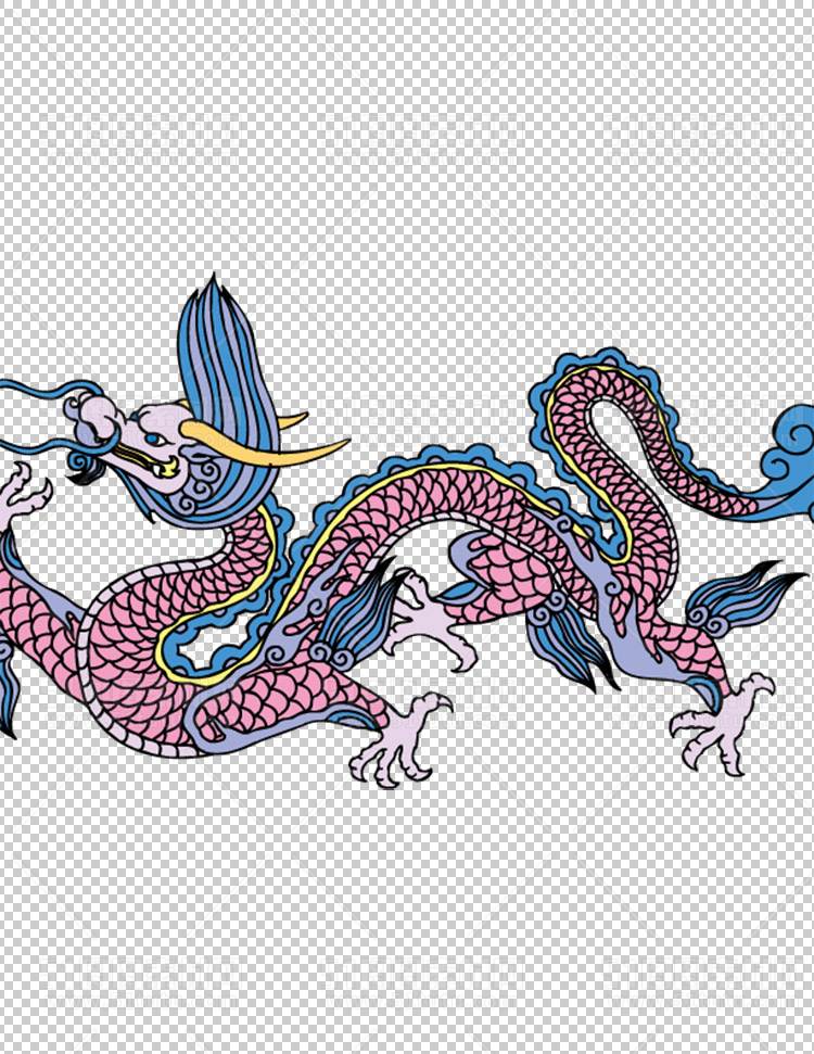 中国风古典龙凤剪纸PNG免抠图透明背景00391