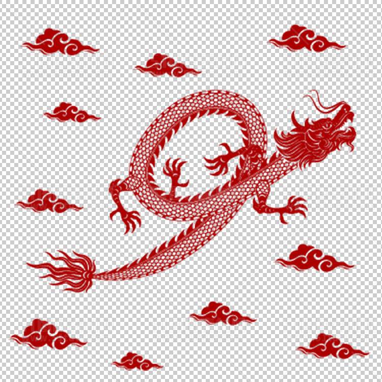中国风古典龙凤剪纸PNG免抠图透明背景00403