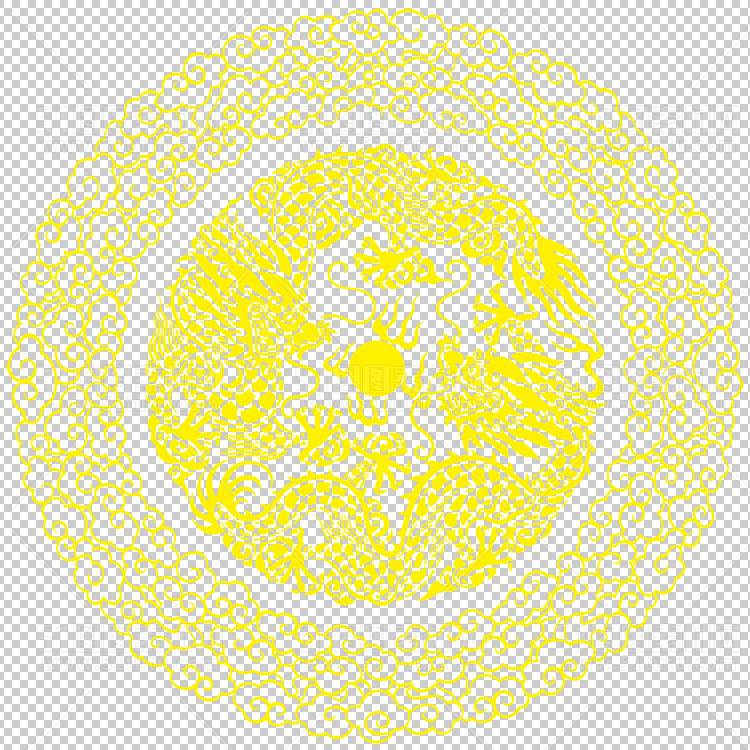 中国风古典龙凤剪纸PNG免抠图透明背景00405